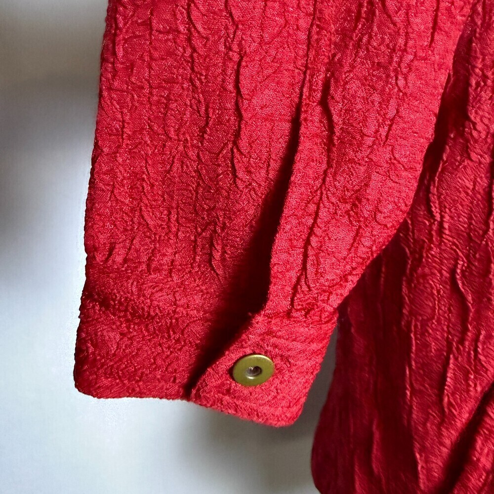 N Touch Vintage Red Crinkled Texture Women's Jacket, Sz 10, Pockets Y2K Business - Picture 5 of 16